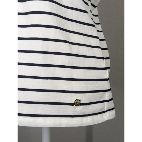 Anne Klein Sport Striped Scalloped T Shirt Womens Petite XL Nautical - Picture 4 of 8